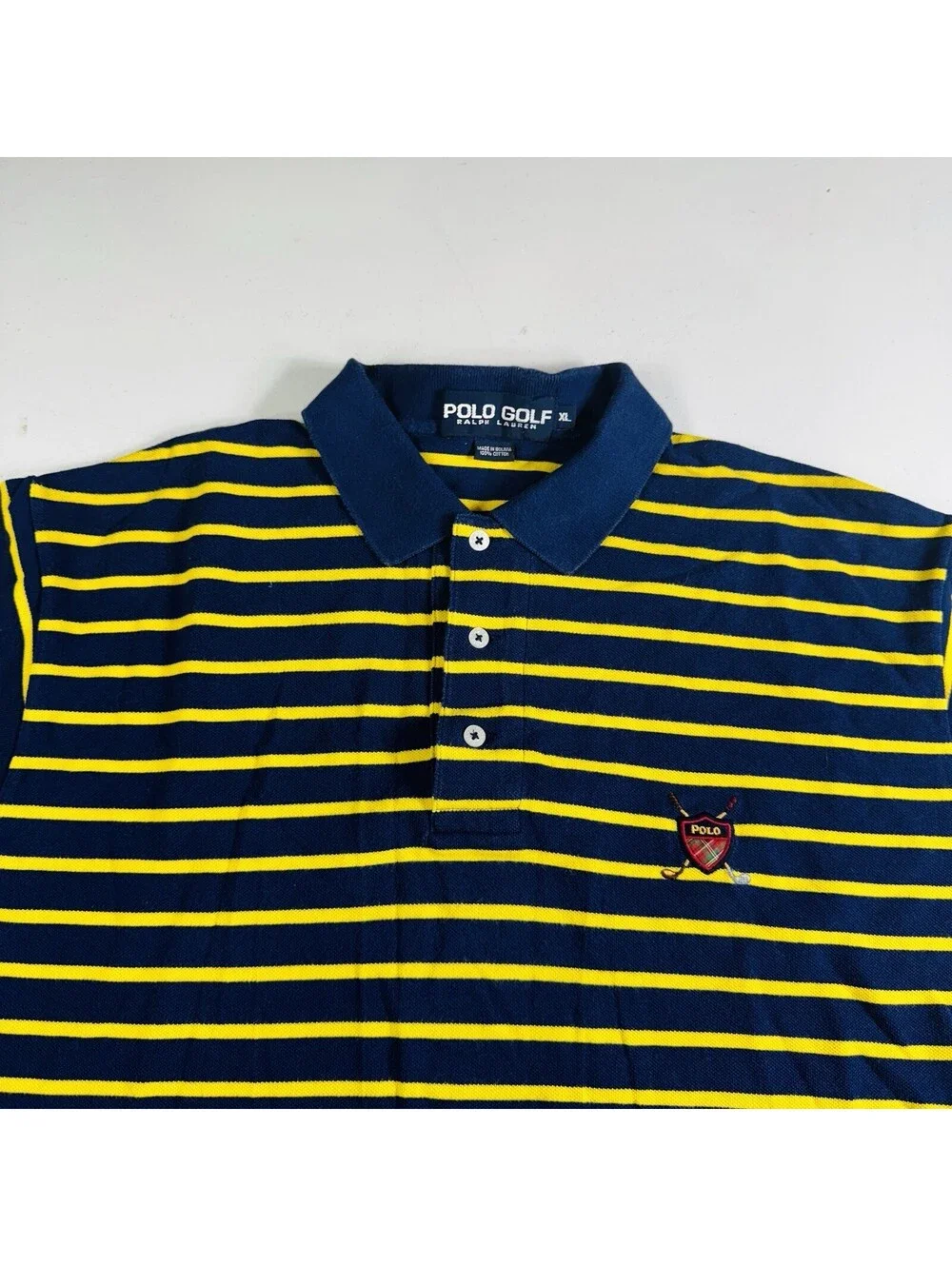 Polo Golf Ralph Lauren Golf Polo Shirt Navy Yellow Striped Men’s Size XL